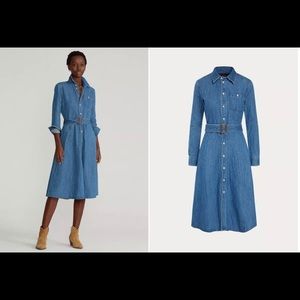 Polo Ralph Lauren Women Denim Shirtdress Western A-Line Long Sleeve Size 4 $248